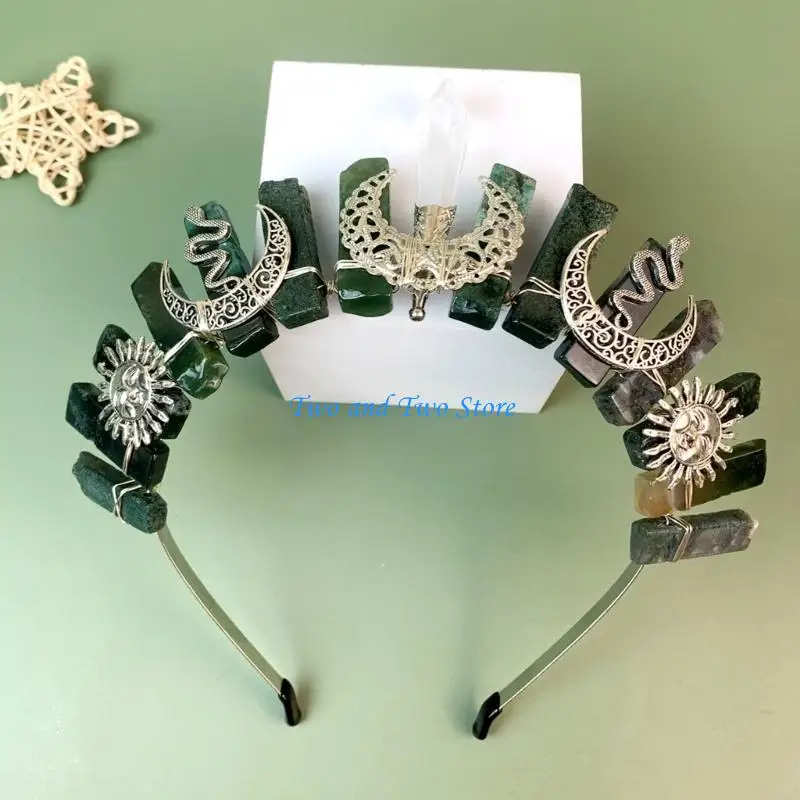 

HX6F металлическая повязка на голову из натурального кварца для фотографий, обруч для волос в стиле барокко, женский головной