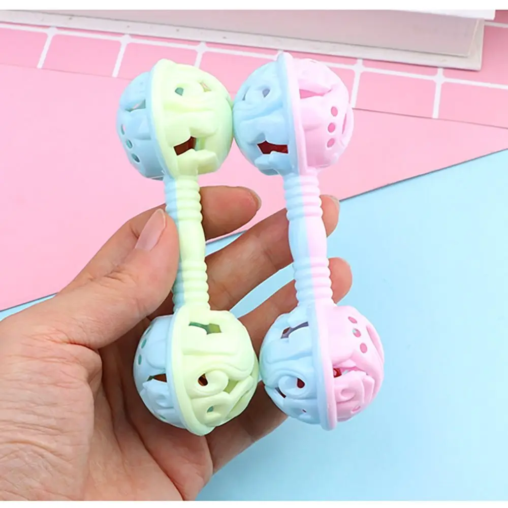 Funny Random Color Toddler Double-headed Rattles Soothing Baby Games Baby Rattle Hand Grip Rattles for 0 -3 Year Toddlers