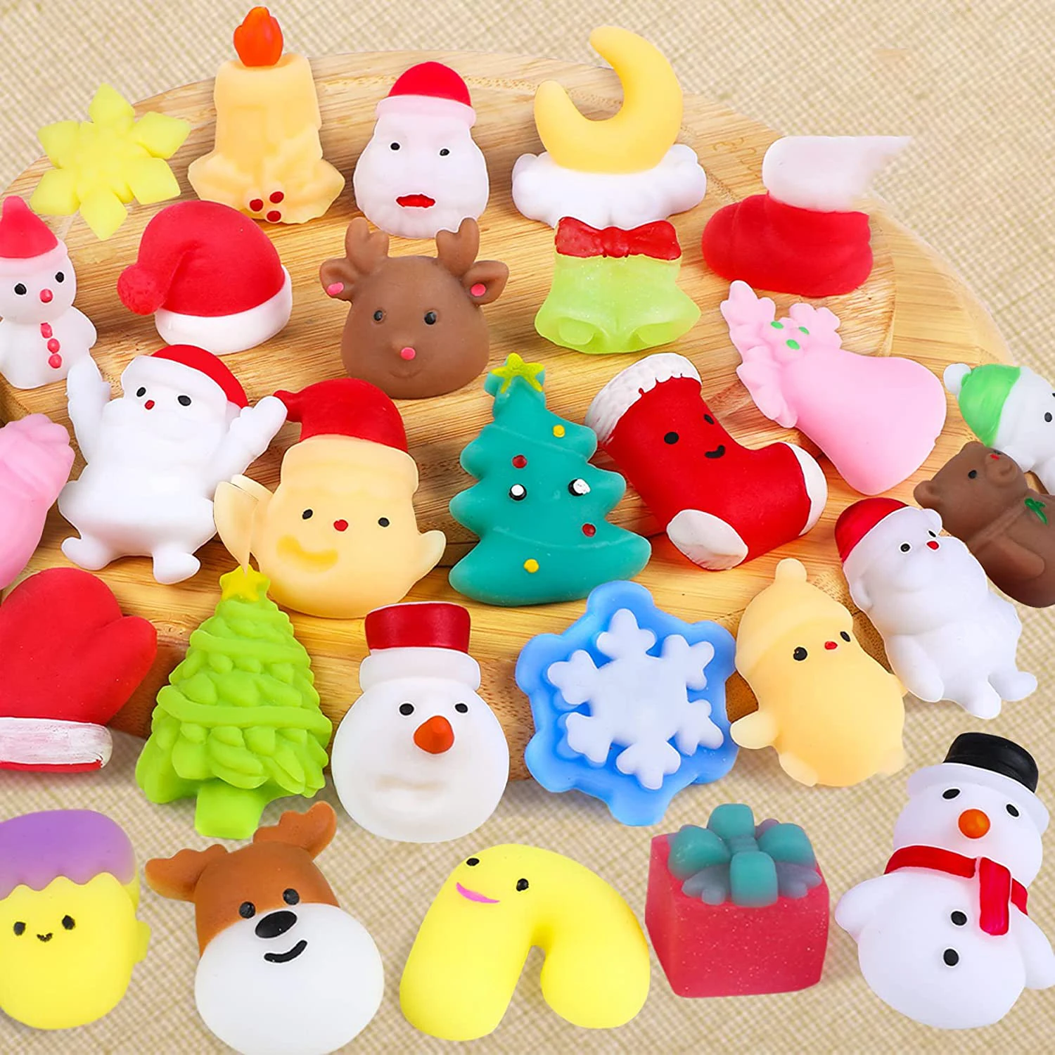 5/10pcs Kids Christmas Gifts Cute Mini Christmas Mochi Squishy Dolls Fun Antistress Squeeze Toys Christmas Party Children Favors