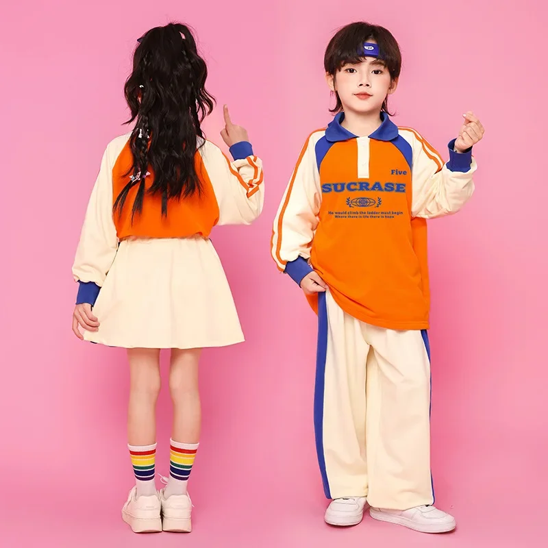 Mädchen Kleidung Hip Hop Street Dance Outfits Jungen Patchwork Sweatshirt Casual Cargo Hosen Set Kinder Jazz Tanzen Bühne Kostüm