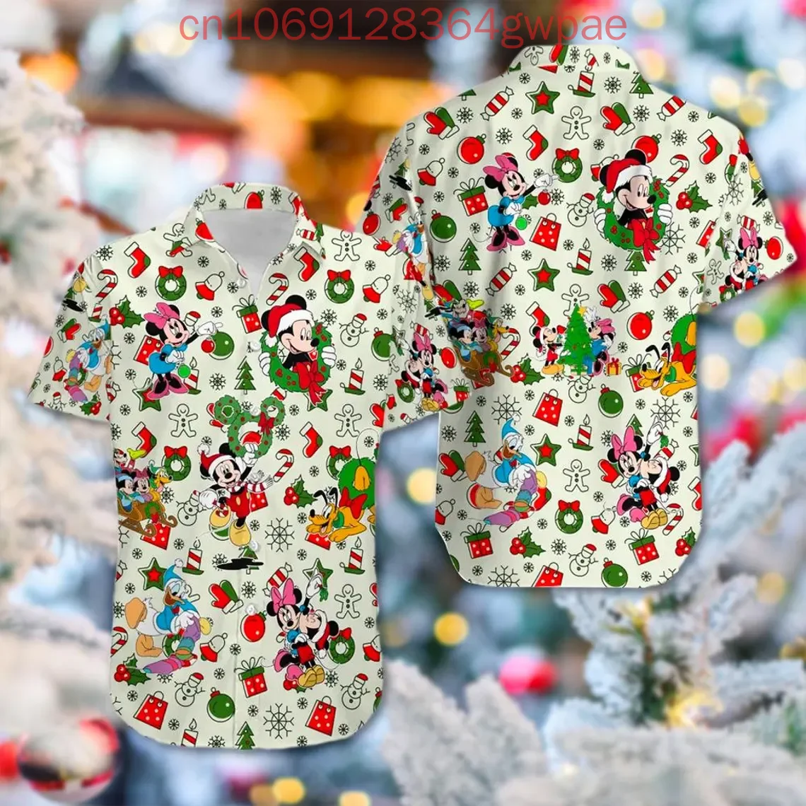 Disney Mickey Mouse Christmas Hawaiian Shirts Men Women Casual Beach Shirt Kids Shirt Short Sleeve Button Up Shirt