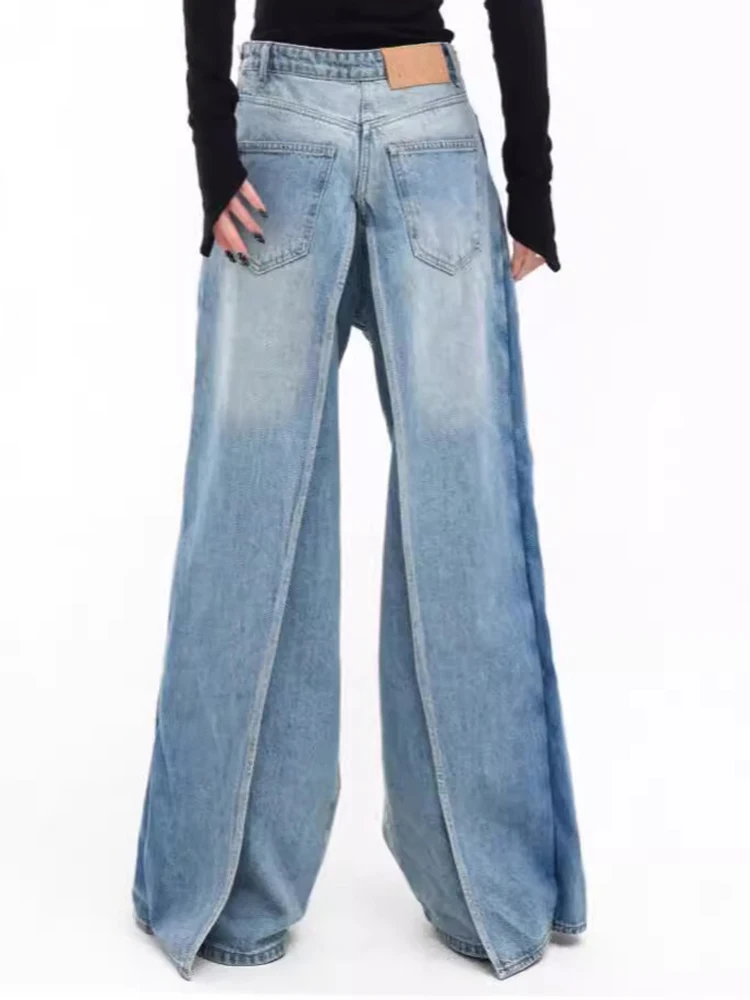 BZVW High Street Retro Denim Wide Leg Pants For Women High Waist Personalized Fashion Trousers 2024 Autumn New Clothing 25A8312