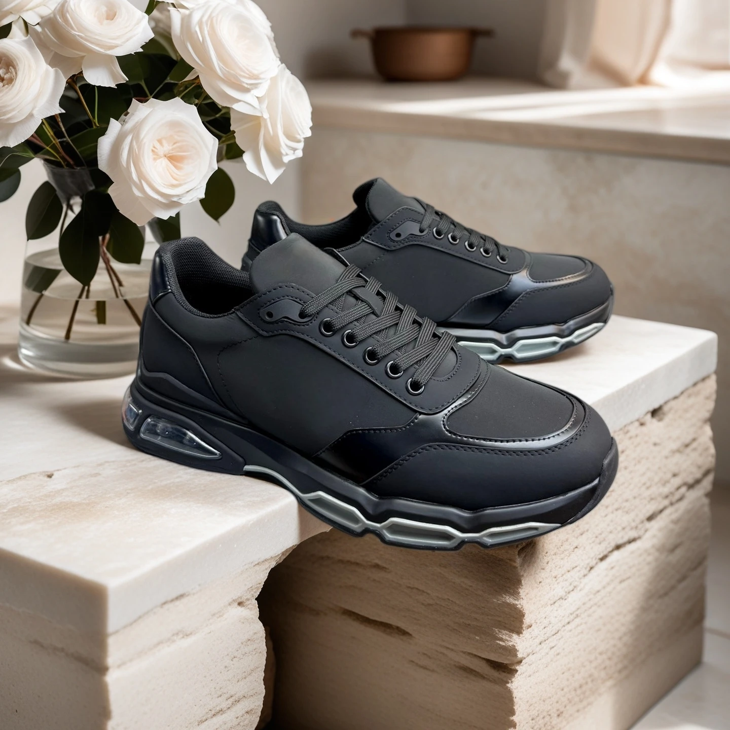 

Handmade Casual Sneakers Luxury Brand Men's Shoes Top Grain Cow Leather Air Cushion Sole Running Hiking Sport Shoes Holiday Gift