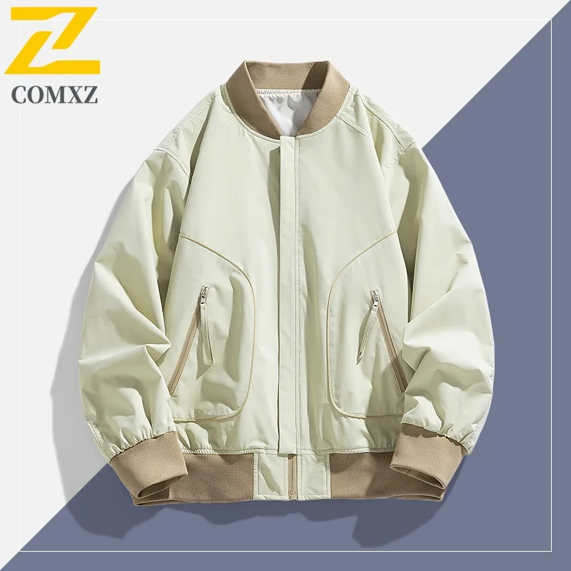 

Men's American Retro Stand Collar Jacket Vintage Workwear Spring Autumn Coat Windproof Loose Fit Casual Outerwear Streetwear2025