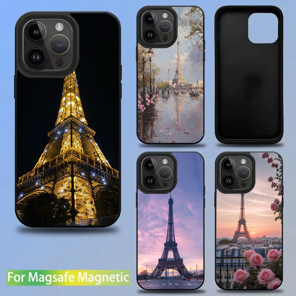 

Paris Eiffel Tower Phone Case For IPhone 16 15 14 13 12 11 Pro Mini Max Soft Magnetic Cover