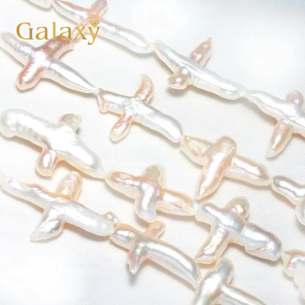 

Natural Cultured Baroque Freshwater Pearl Bead 25-40mm White Cross Shape for Jewelry Making DIY Women Necklace Bracelet Earring