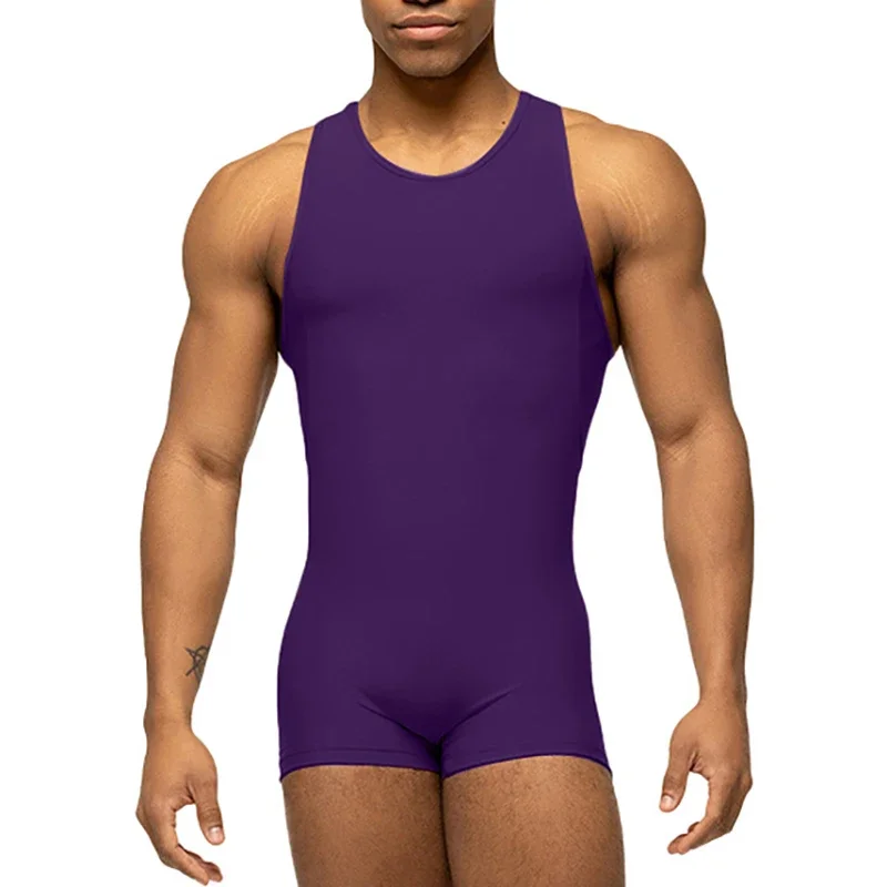 Men Seamless Undershirts Leotard Fitness Wrestling Singlet Bodywear Yoga Dance Elastic Underwear Bodysuits Gay Jumpsuits Vest