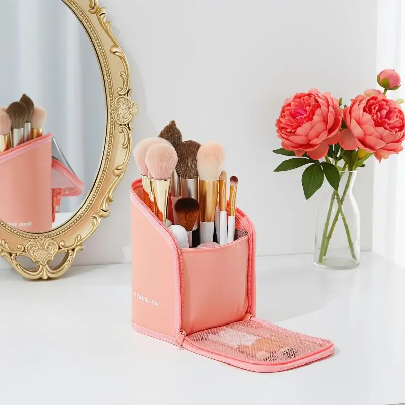 Makeup Brush Holder Stand Large Waterproof Cosmetic Bag for Travel Makeup Brushes Professional Organizer Easy Carry