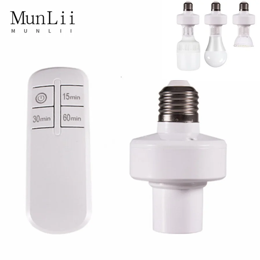 220V Wireless remote control smart timer switch E27 to E27 lamp holder house multi light switch baby room bedroom timer switch