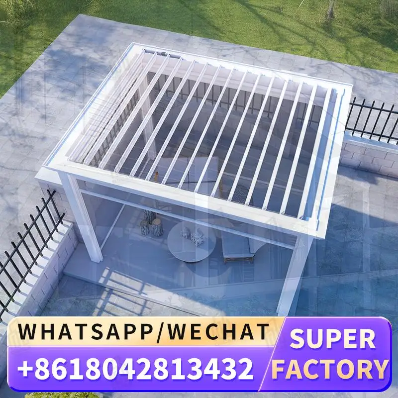 

Waterproof Motorized Louvered Roof Gazebo with Aluminum Blades for Garden Patio Backyard Louver Pergola