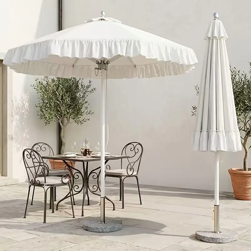 Wedding Tassel Umbrella Waterproof Anti-Ultraviolet Aluminum Mid-Column With Granite Base Outdoor Furniture Umbrella