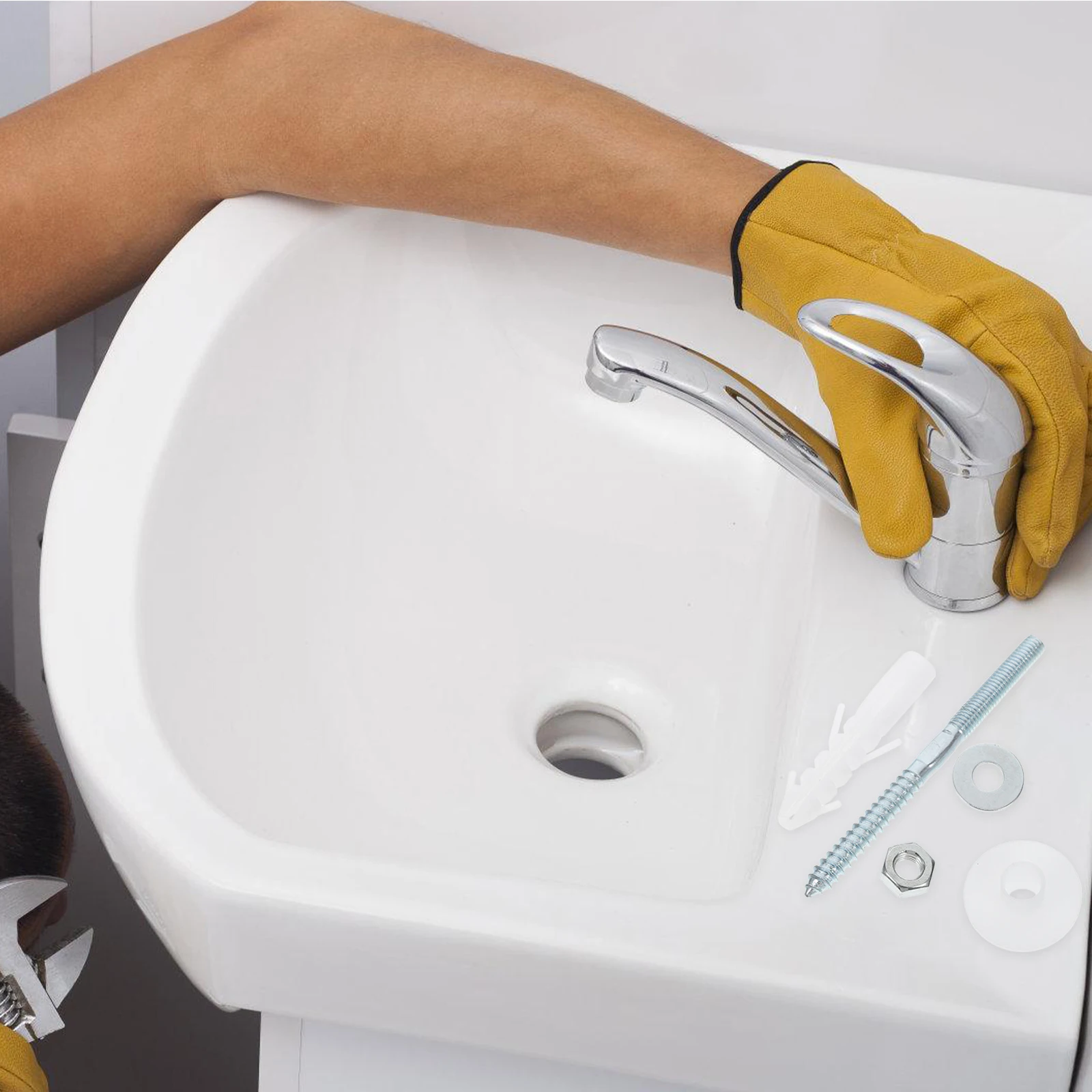 

1Set Heavy Duty Bathroom Fitting Kit Wall-Mount Basin Fastening Screw Bolts Washers Plugs Durable Sink Basin Mounting Repair