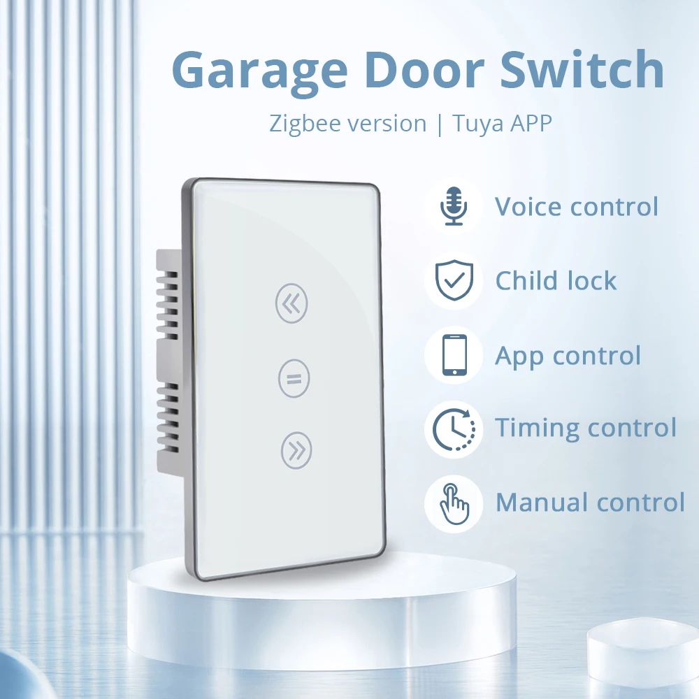 Benexmart Tuya Zigbee Smart Garage Rolling Door Switch US Touch Panel Roller Shutter Gate Switch Alexa Google Home Voice Control