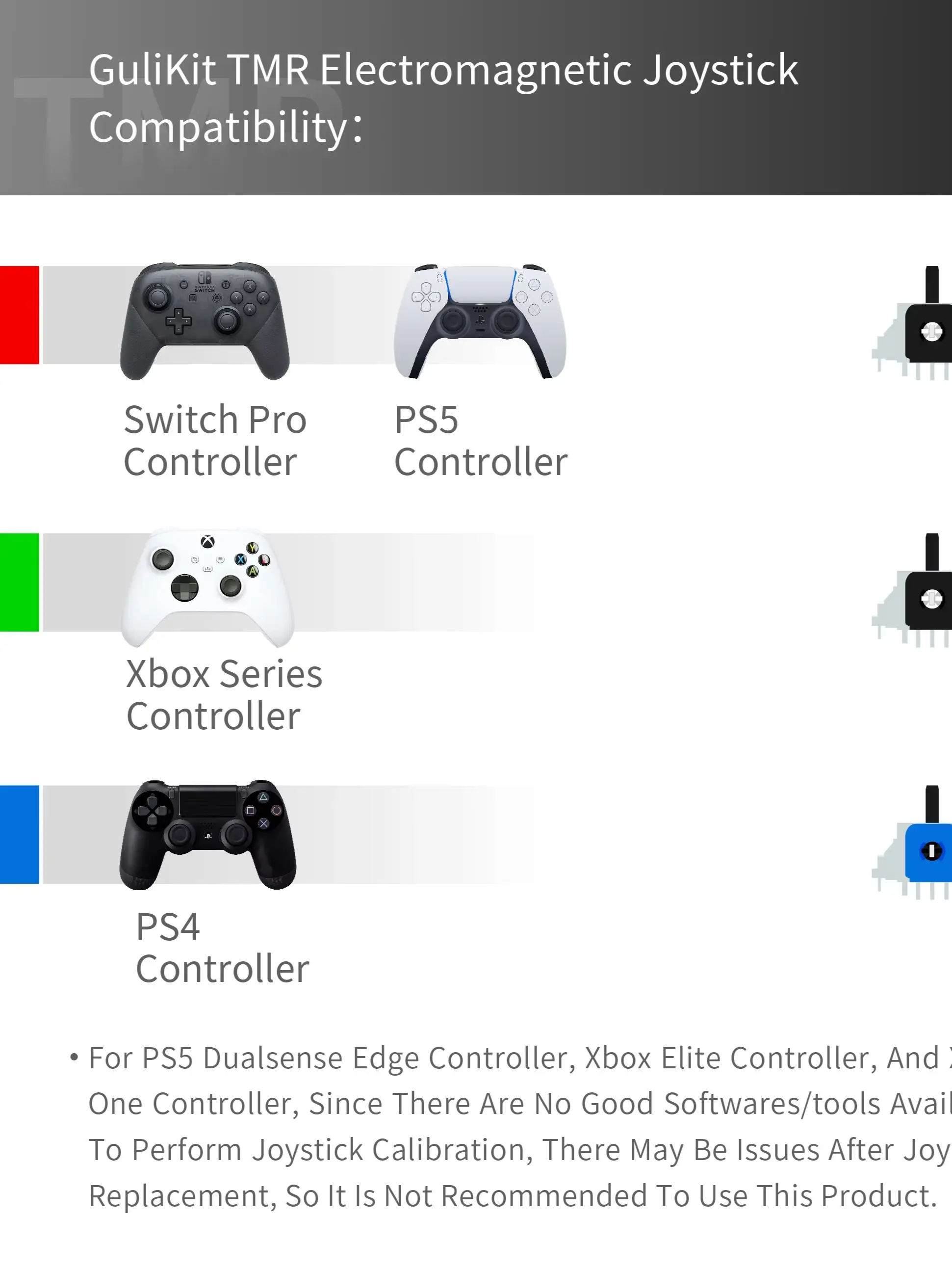 GuliKit NS51 TMR Joystick mit Stick-Kappe für PS4 PS5/PS5 Edge Switch Pro Xbox Series Controller Spielzubehör Reparatur
