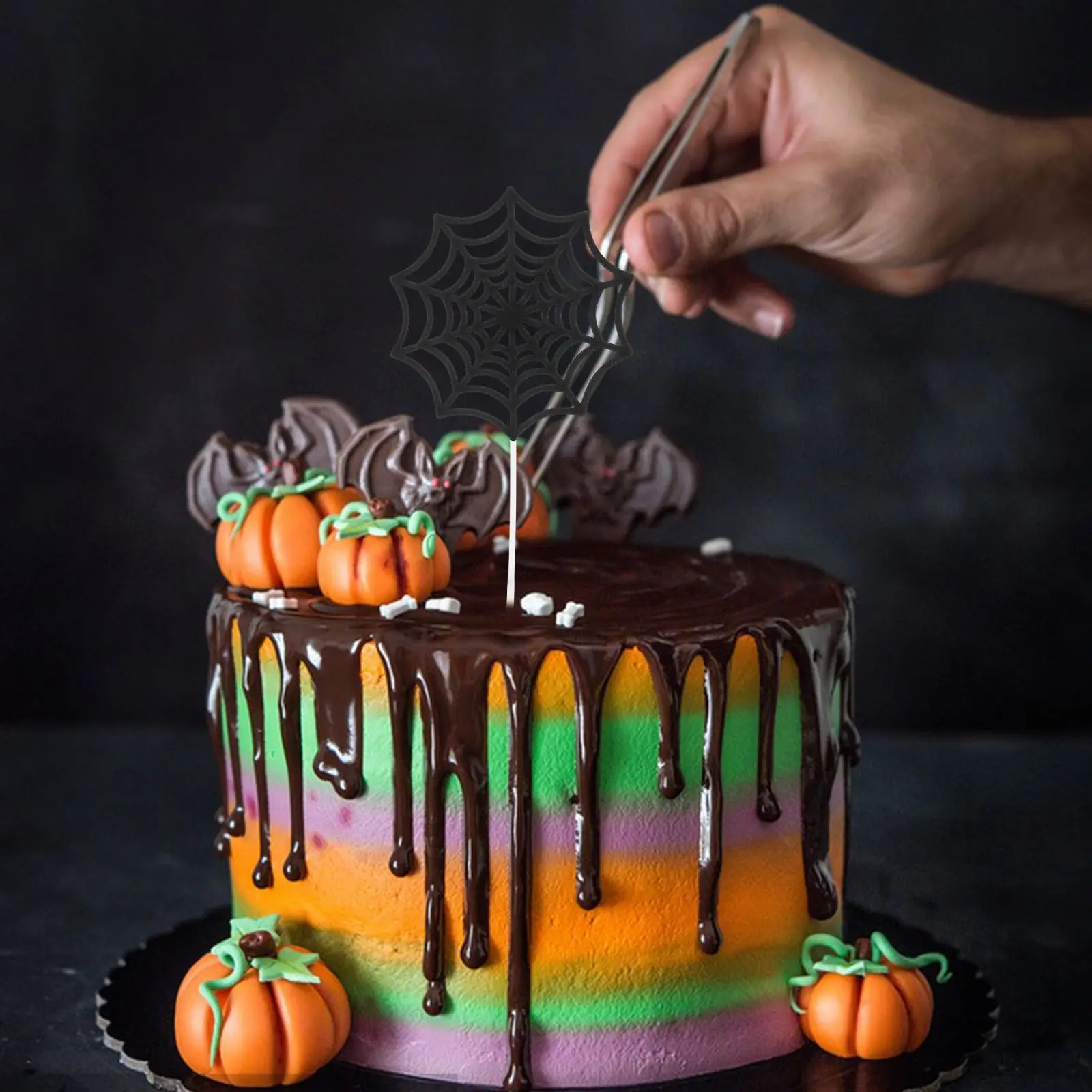 12 Pcs Cake Picks Paper Topper Halloween Cobwebs Spider Cupcake Decor Birthday Crab