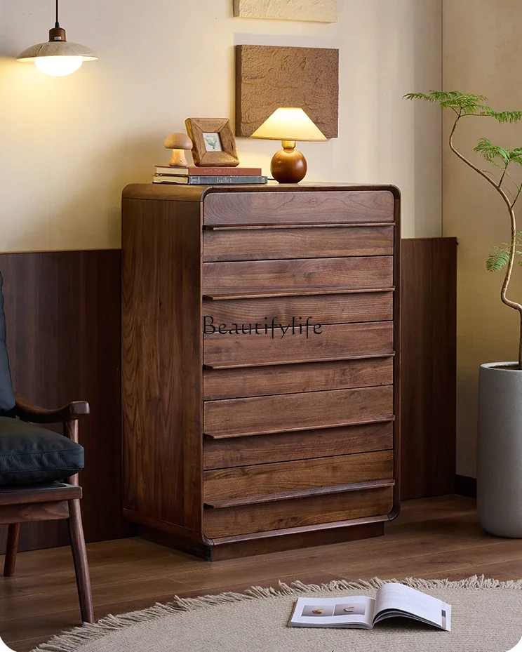 

North American black walnut all-solid wood chest storage simple modern bedside storage chest of drawers