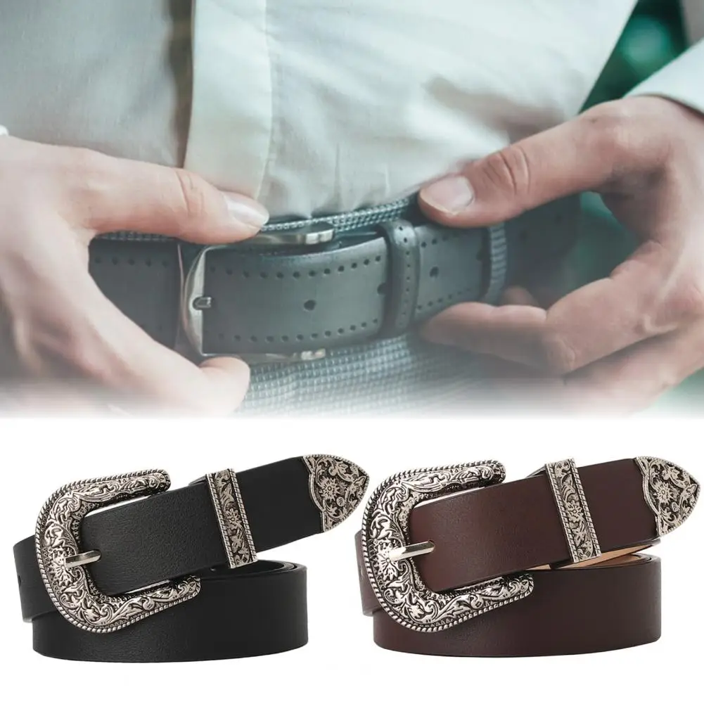 

Fashionable Decorative Belt Vintage Style Faux Leather Waistband with Adjustable Length Multi Holes Design for Women for Jeans