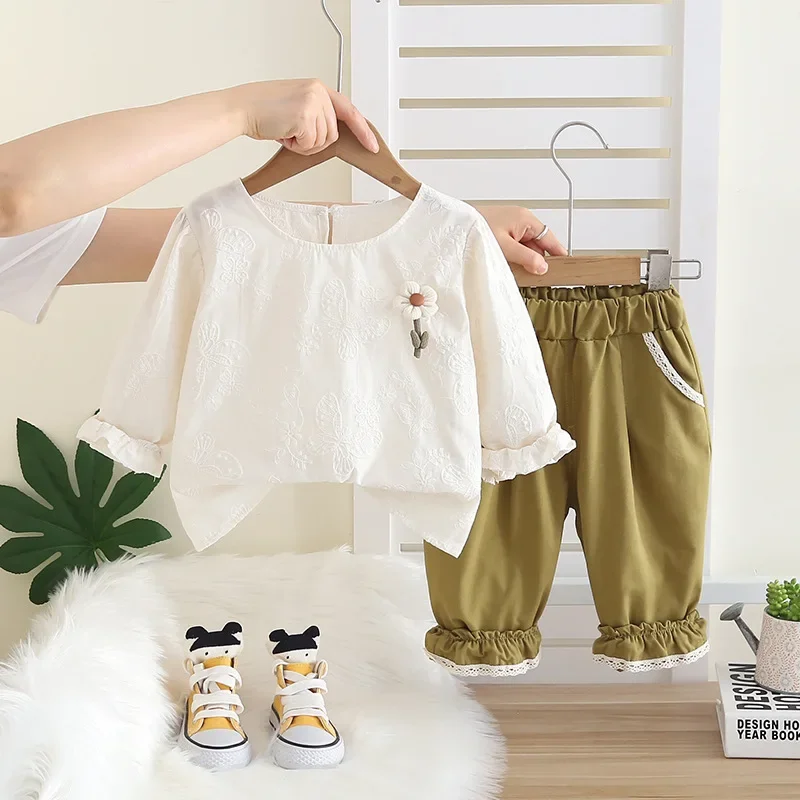 

New Spring Autumn Fashion Baby Clothes Suit Children Girls Long Sleeved T-Shirt Pants 2Pcs/Sets Infant Outfits Kids Tracksuits