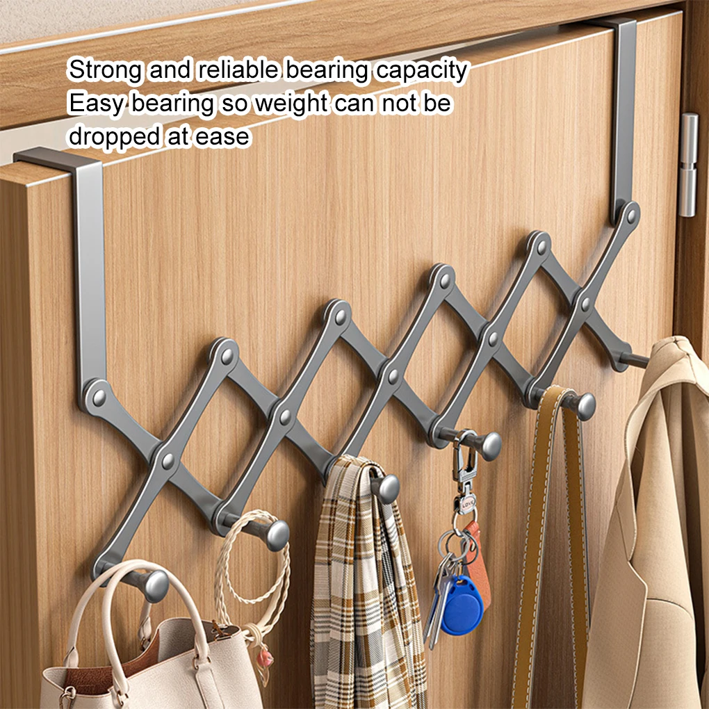 

4/6Hooks Behind The Door Hooks Door Hanger Hooks Foldable No Punch Coat Rack Home Multifunctional Organizer Rack