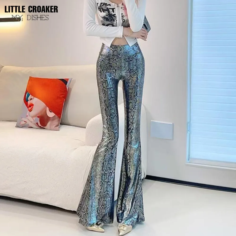 Women's Insulated Leggings Strong Stretch Elastic Metallic Wide Leg Pants Women 2024 Plus Size