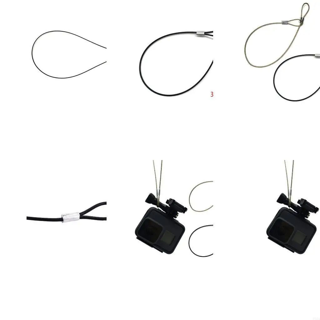 Correia segurança 193a, cordão aço inoxidável, mão pulso, 30cm para câmera,
