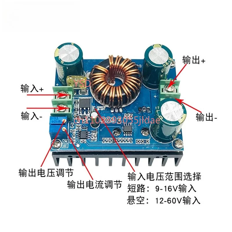 600W DC-DC Boost Power Module Constant Current Constant Voltage DC12-60V Input DC12-80V Output Adjustable Battery Charging Board