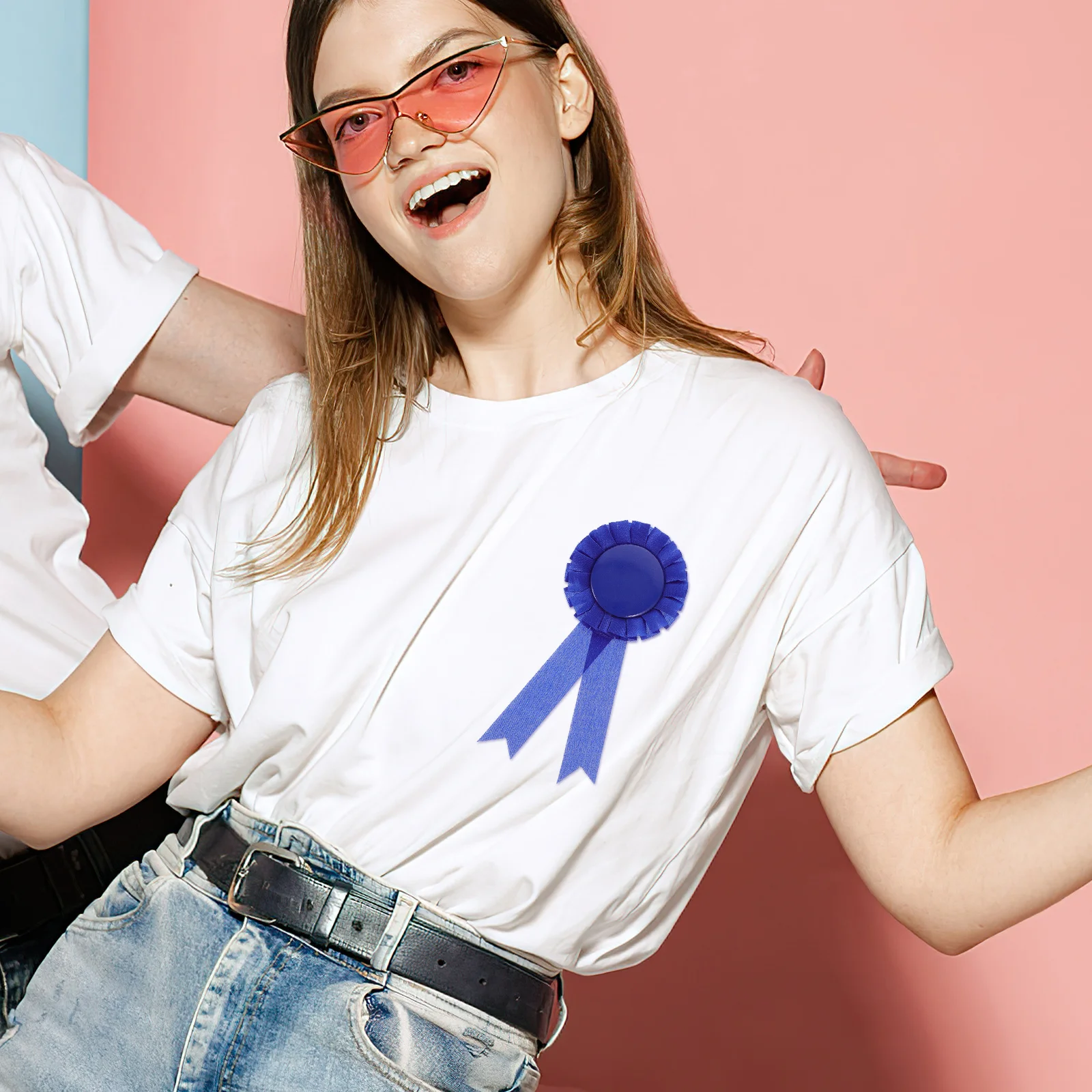 20Pcs Blank Badge Strong Not Easily Deformed DIY Medal Ribbons Customizable Pins Blank Badge Award Ribbon Ribbons with Pin