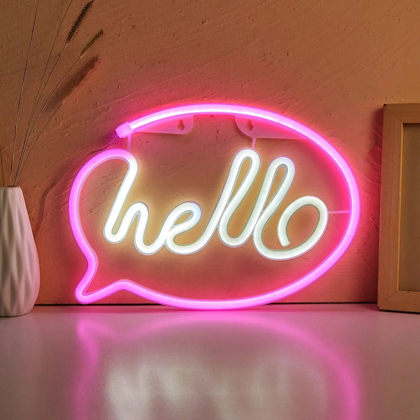 

Chi-buy светодиодный неоновый Hello с питанием от USB неоновые вывески ночник 3D настенное искусство спальня гостиная Декор лампы вывески