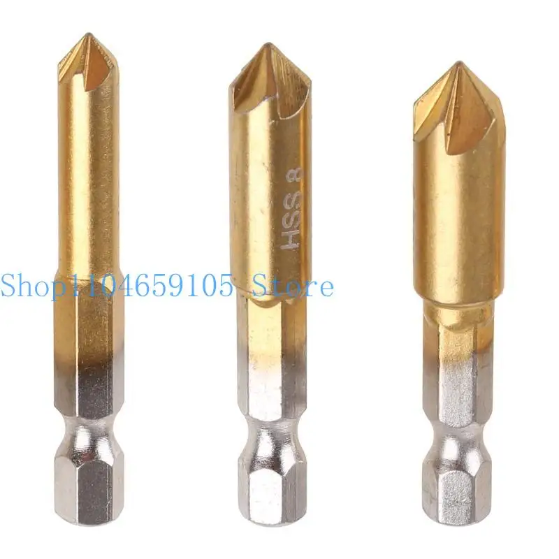 652f Countersink Drill Bits Center Set 3 PCS 1/4 Shank HSS 5 флейт 90 °