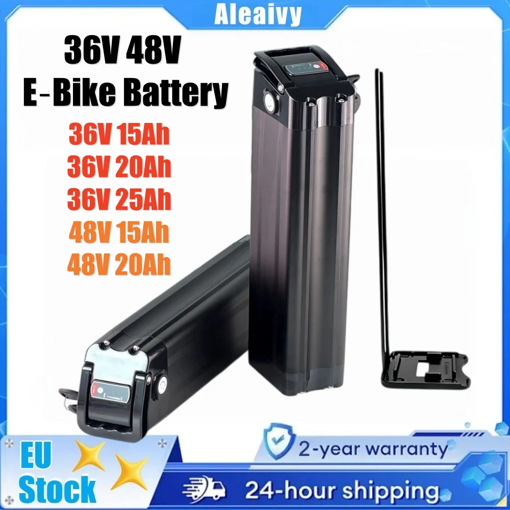 Batteria agli ioni di litio ad alta capacità, 36V 48V 15Ah 20Ah 25Ah, per e-bike e pedelec, con BMS integrato e caricabatterie, batteria di ricambio per motore di bicicletta elettrica da 250~1000W