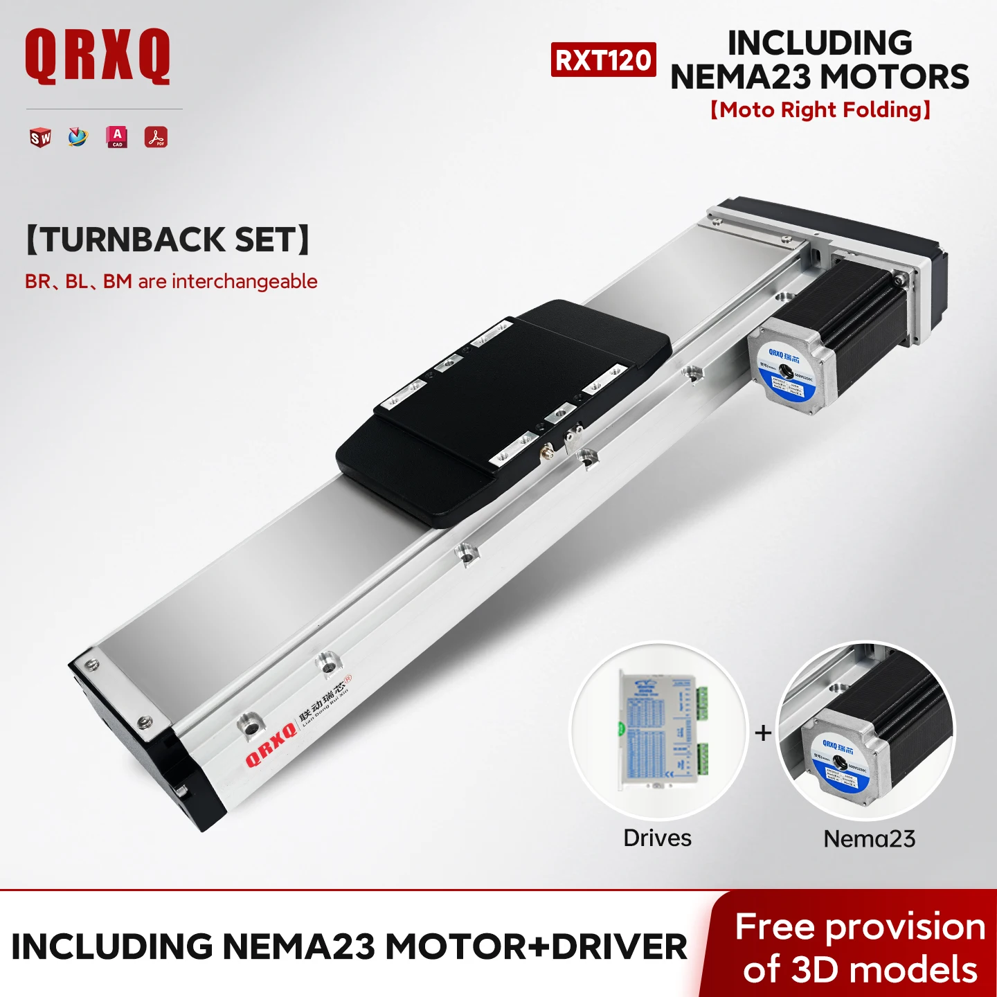 

QRXQ RXT80 Nema23 Fully Enclosed High-Speed Linear Module Single Rail High Precision Ballscrew Actuator Dustproof Screw Module