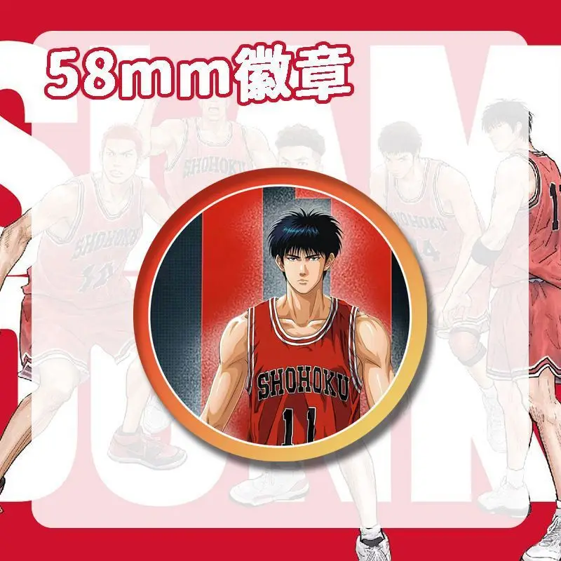 New Slam Dunk cartoon animation peripheral laser badge Sakuragi Hanamichi Rukawa Kaede tinplate badge brooch decoration gift