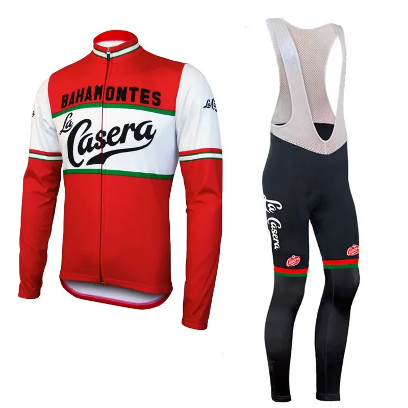 

WINTER FLEECE THERMAL La Casera Bahamontes TEAM RETRO Cycling Jersey Long Sleeve Bicycle Clothing With Bib PANTS Ropa Ciclismo