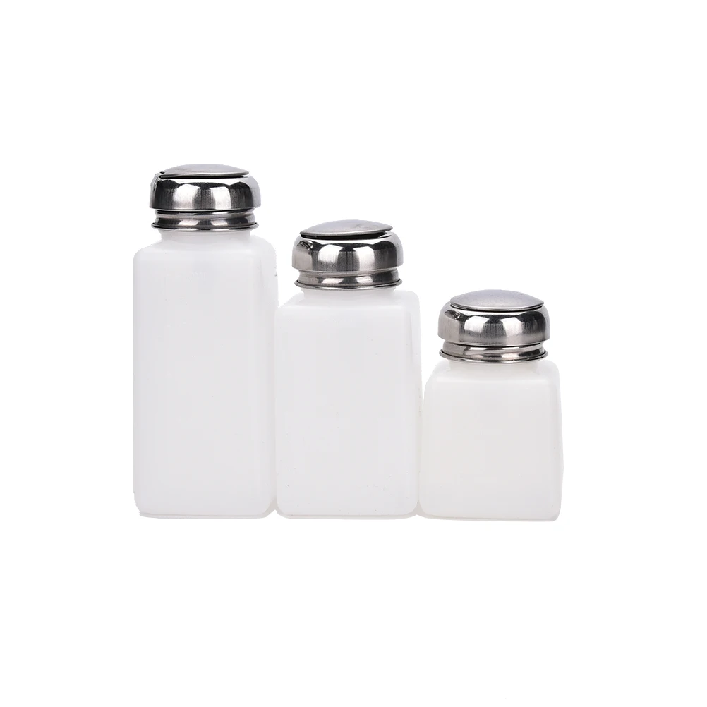 1Pc Stainless Steel Alcohol Flask Press Type Plastic Empty Bottle 100.200.250ML Multi-purpose Dispenser Bottle Bathroom Soap Box