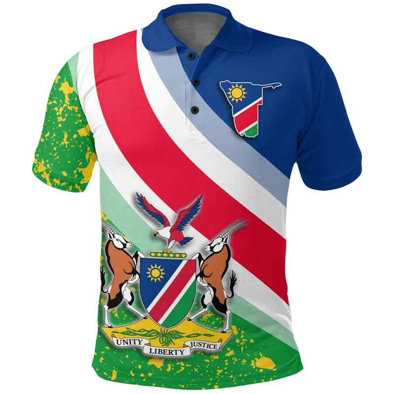 Namibia Flag Map 3D Printed Polo Shirts For Men 2024 Fashion Africa Country POLO Shirt Casual Dashiki Short Sleeve Boy Tees Tops