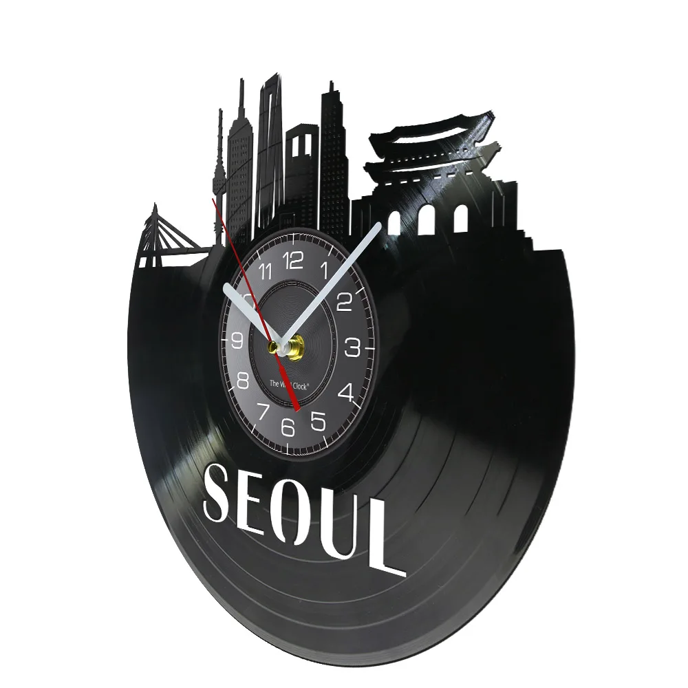 Seoul Architecture Wall Decor Home Decorative Wall Clock Handmade Seoul Vinyl Record Wall Clock South Korea Seoul Travel Gift