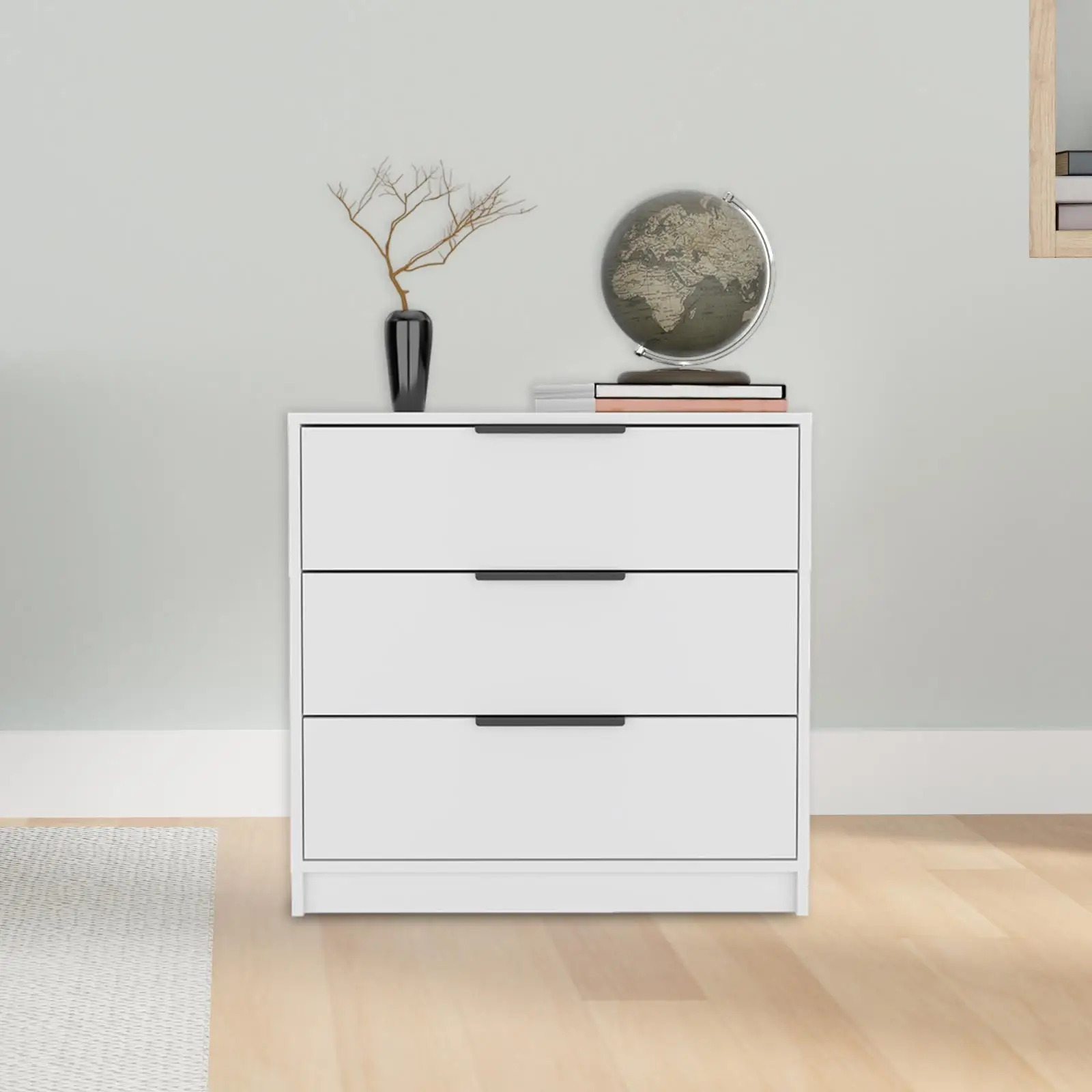 

Contemporary 27.5" Wide White Dresser with 3 Large Drawers and Ample Top Surface