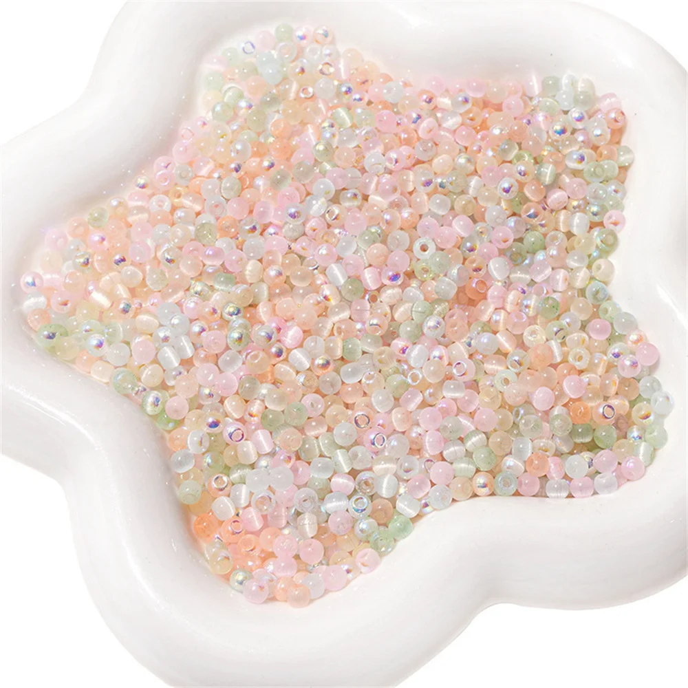150Pcs/4mm High-Quality Cat Eye Seed Glass Multi-Color Rice Loose Spacer Beads For Jewelry Making DIY Accessories