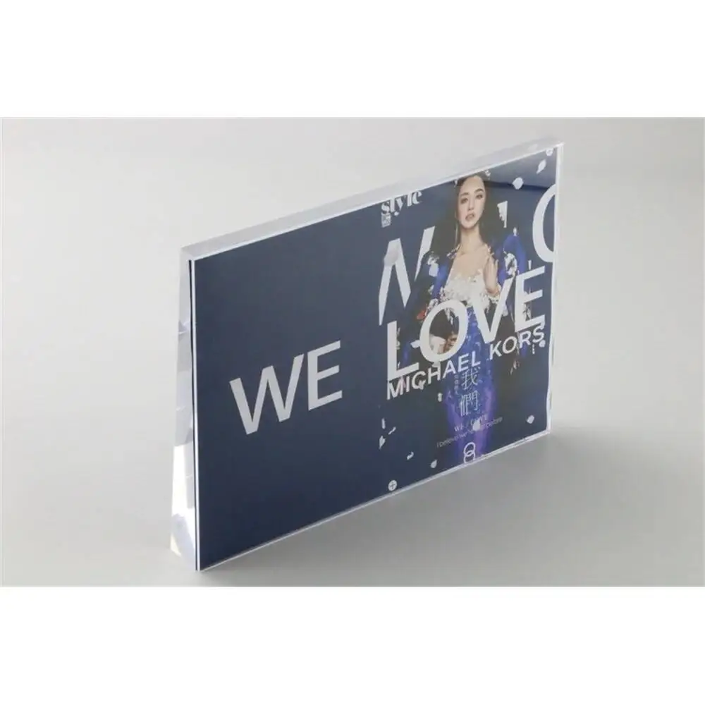 1PC A4 Table Acrylic Block Price Tag Display Stand Desk Sign Holder Rack Ad Photo Picture Frame Acrylic Advertising Poster Frame
