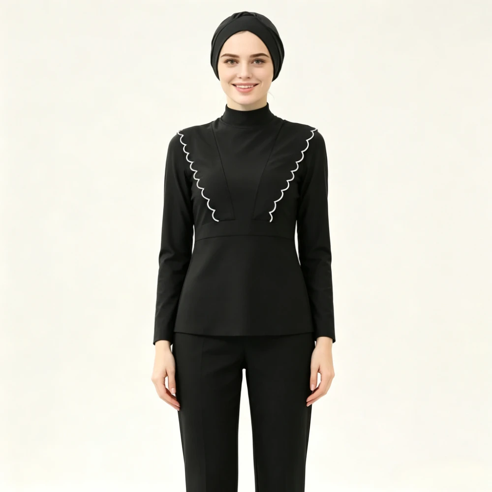 2026 New 3 Piece Modest Muslim Swimwear Women Full Coverage Burkini Long Sleeve Tunic Top Pants Hijab Set Islamic Bathing Suit