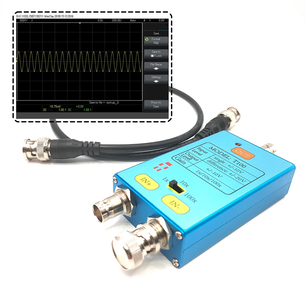 1x/10x/100x Oscilloscope 10M Bandwidth Differential Probe DDS Gain Split Probe Signal Amplifier for Electrical Signal Measuremen