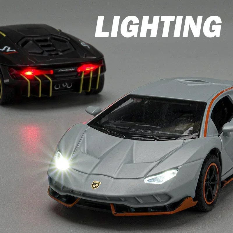 1:36 Lamborghini LP780-4 Alloy Sports Car Sound Light Pull Back High Simulation Miniature Diecast Car Childrens Toy Gift