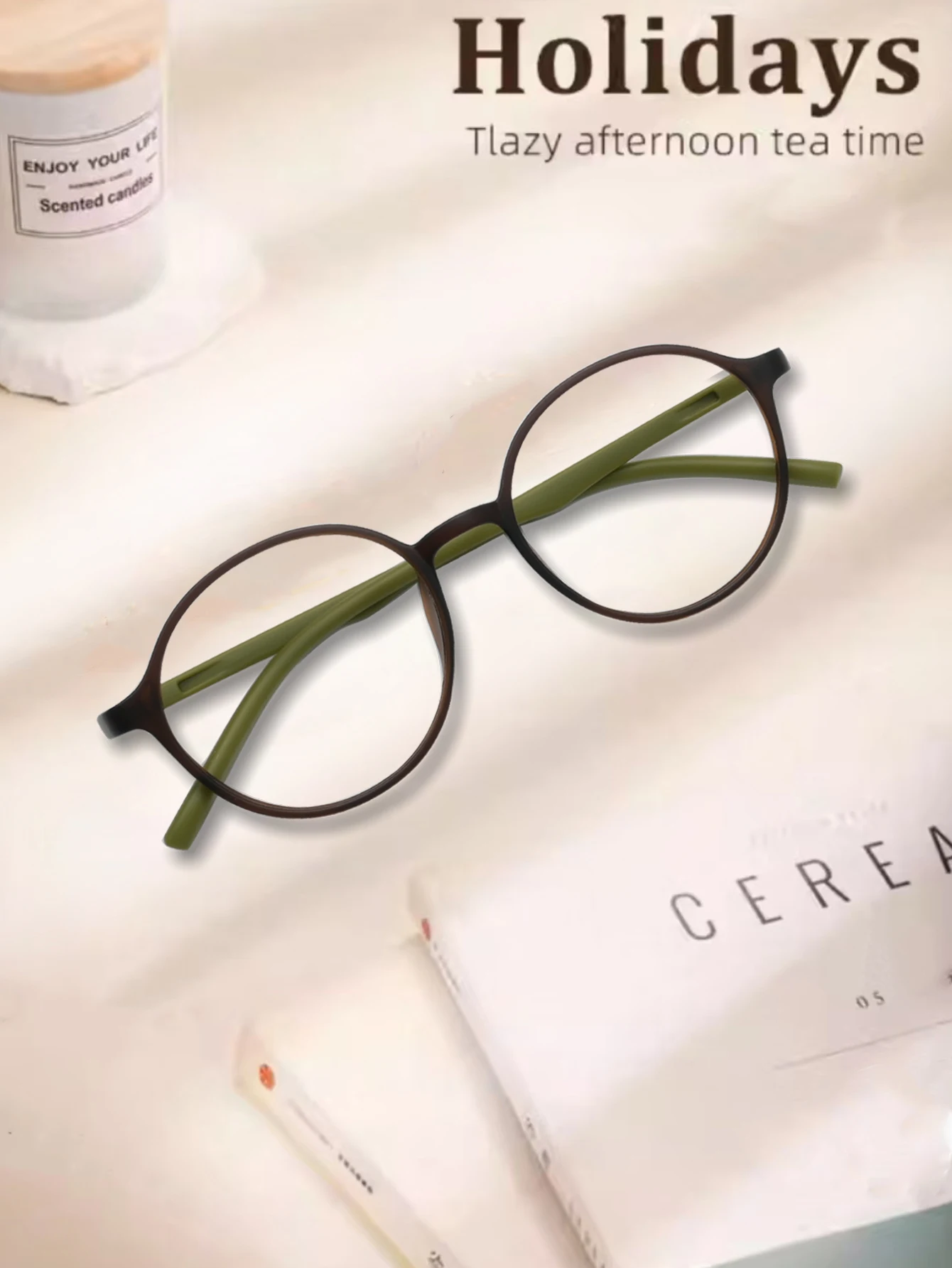 Marke Design Vintage Runde Grün Rahmen Anti Blau Licht Photochrome Lesebrille Männer und Frauen Rezept Individuelle Gläser – Detail 2