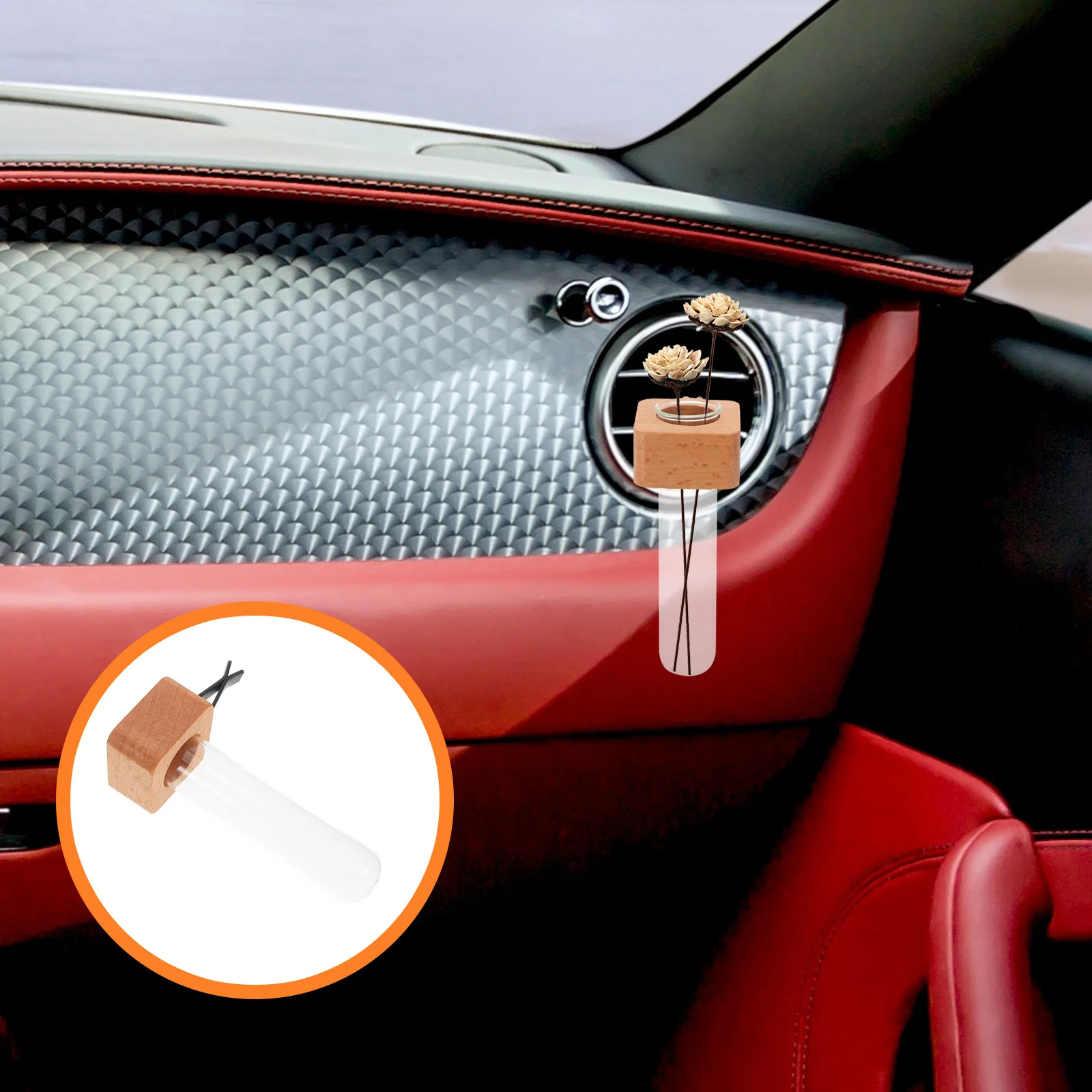 

Car Flower Vase Vent Clip Beech Wood Mini Bouquet Holder For Car Interior Decoration Removable Auto Vase For Dashboard Plants