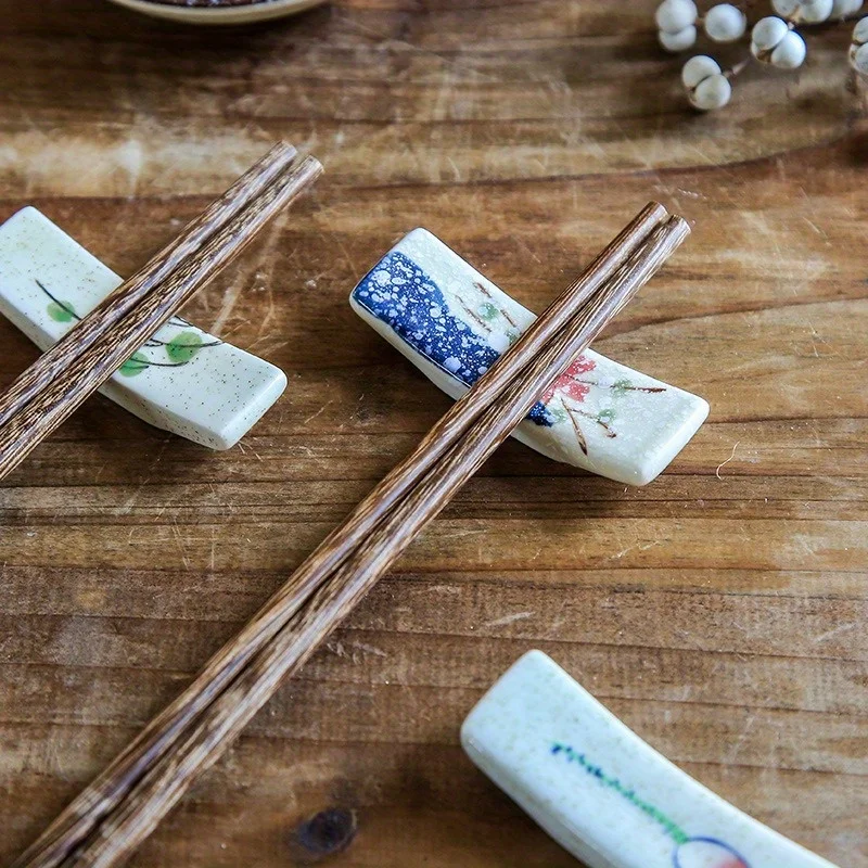 4 Pack Porcelain Chopstick Holder with Spoon Rest Ceramic Tableware Organizer for Home and Restaurant