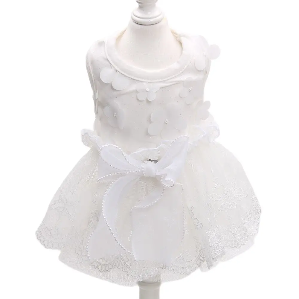 Dog Cat Wedding Dress Tutu Flowers Design Pet Puppy Skirt Spring/Autumn Clothes Outfit