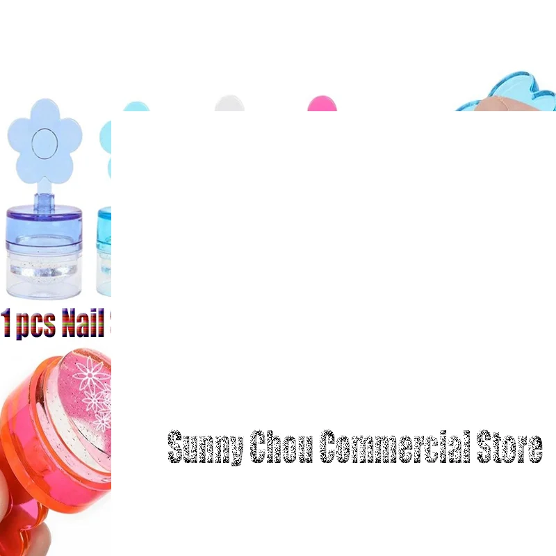 1 Set Flower Shape Nail Stamper Clear Silicone Head Manicure Scraper Transfer Templates Printing Kits Nail Art Stamping Plates