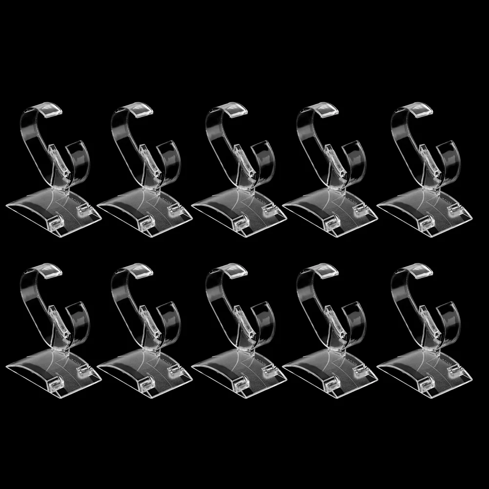 10pcs Plastic C-Shaped Bracelet Storage Rack Bangle Holder Transparent Watch Display Stand Jewelry Organizer (Small)