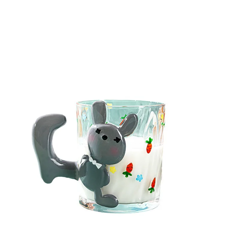 

Kawaii Rabbit Glass Milk Mugs Milk Tea Coffee Juice Water Cup Home Office Drinkware