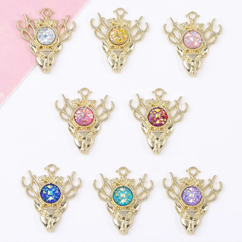 

100Pcs sets trendy deer head antlers pendant DIY mobile phone chain keychain Baroque style accessories